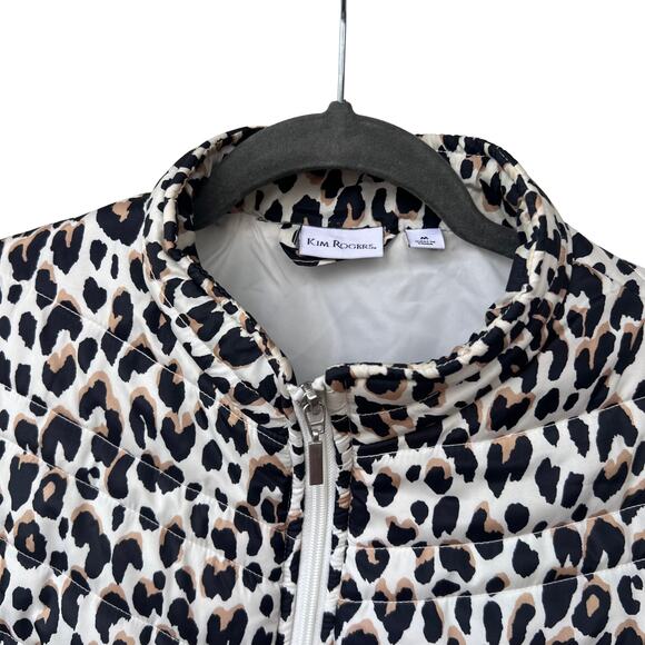 Kim Rogers Leopard Print Quilted Puffer Vest Zip Front Women’s Medium - Picture 6 of 8